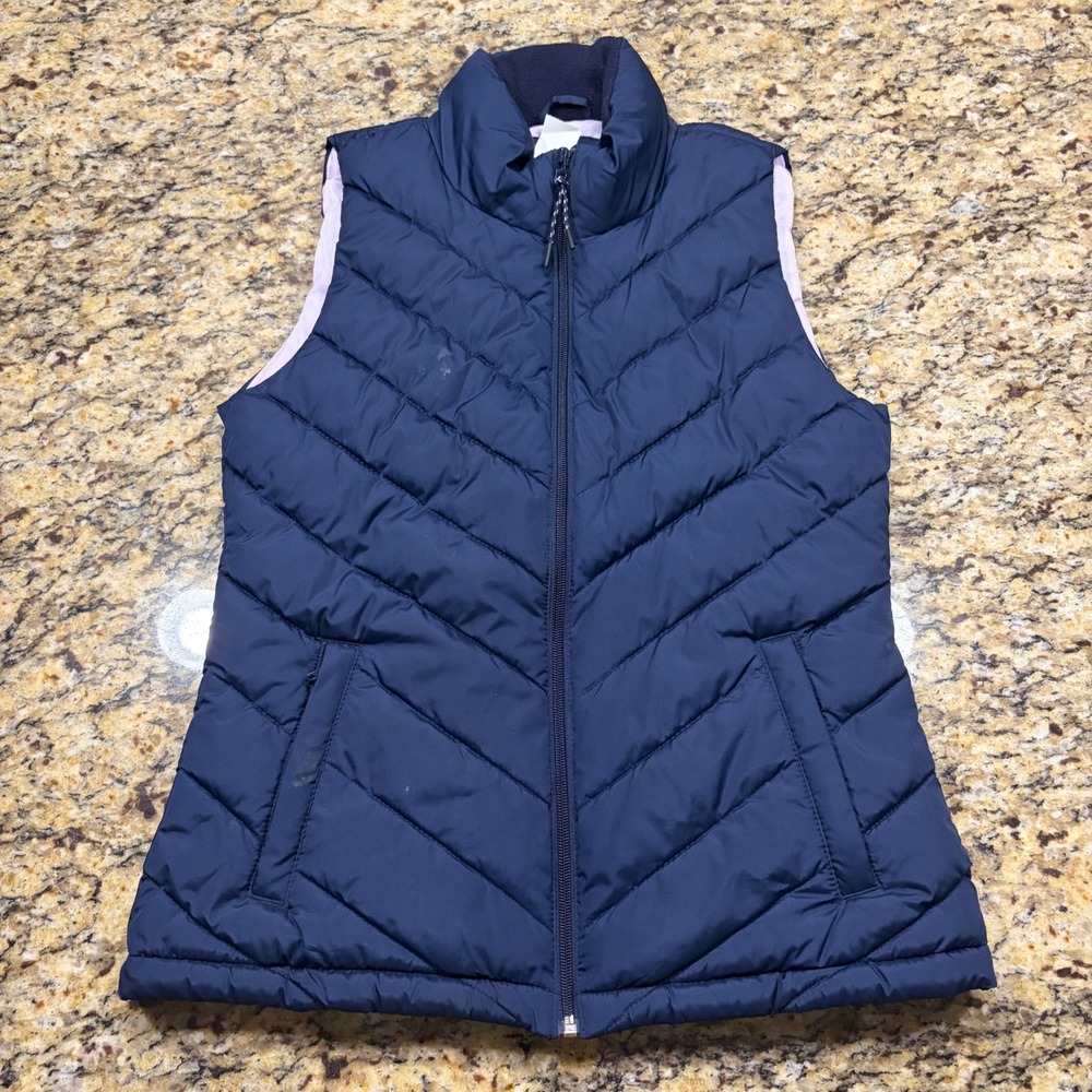 NEW Gap Womens Navy Blue Chevron Quilted Puffer Vest XS ws